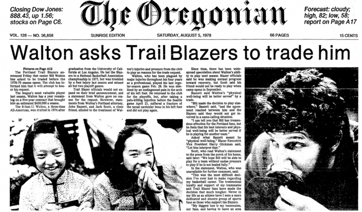How the Media Covered Bill Walton's 1978 Trade Request